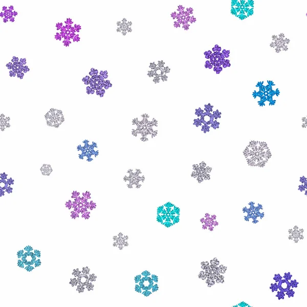 Jointless texture of different snowflakes on white background — Stock Photo, Image