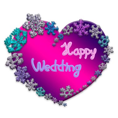 Kar taneleri yapılan yazı ile güzel pembe kalp