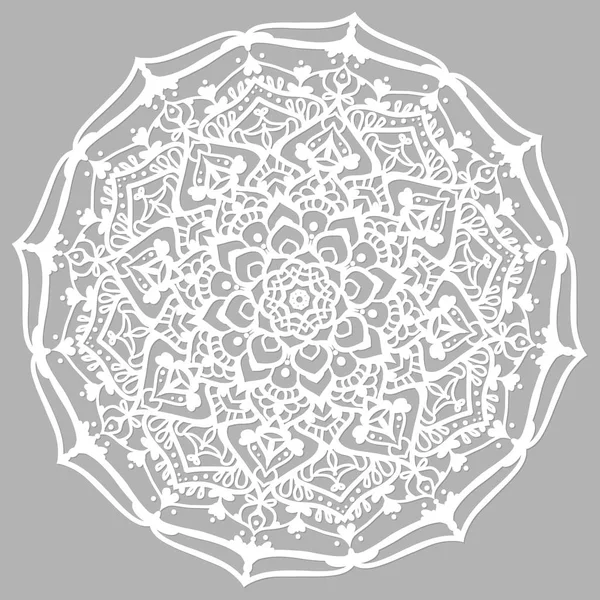 Çiçek tasarım öğesi. Gri arka plan üzerinde izole satır mandala