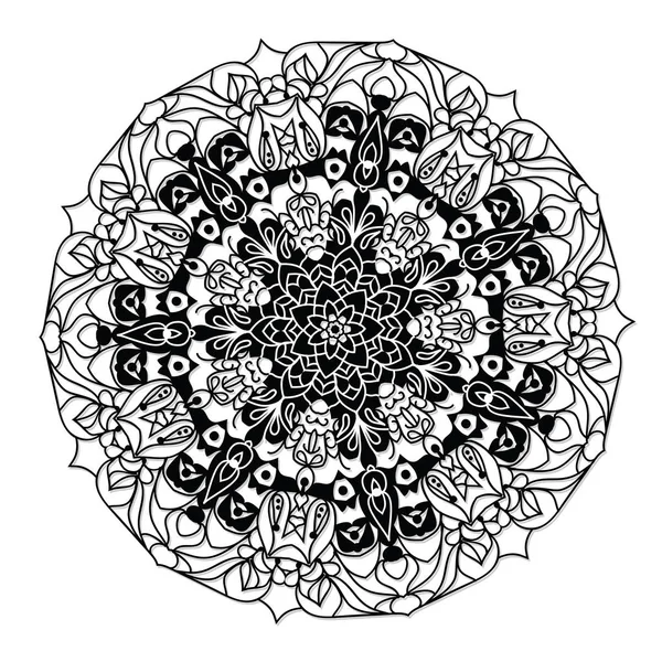 Beyaz bir arka plan üzerinde siyah beyaz vektör mandala