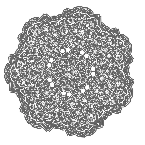 Weißes Mandala mit Blumen und Sternen — Stockvektor