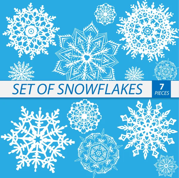 Kar taneleri kümesi. İzole vektör görüntü