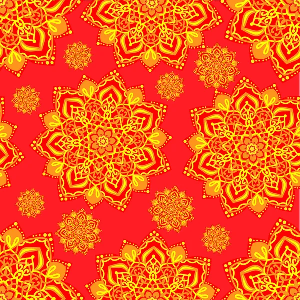 Kırmızı zemin üzerine sarı mandalalar