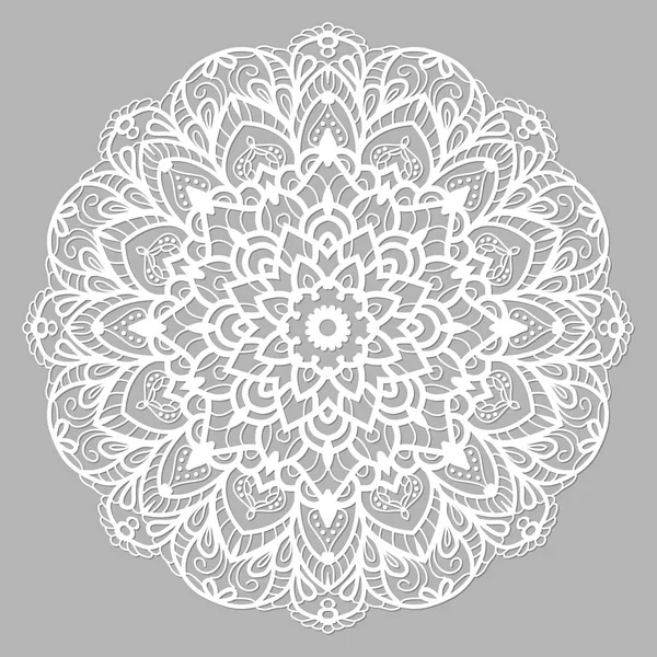 Weißes Mandala mit ethnischen Ornamenten lizenzfreie Stockvektoren