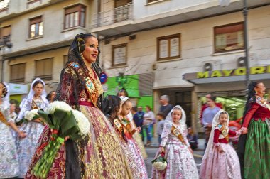 Las Fallas Festivali sırasında Parade.