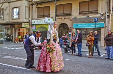 Las Fallas Festivali sırasında Parade.