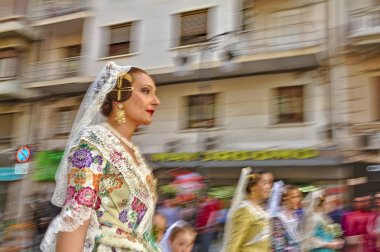 Las Fallas Festivali sırasında Parade.