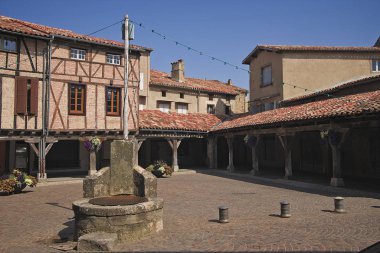 Lautrec square, small town at south of France