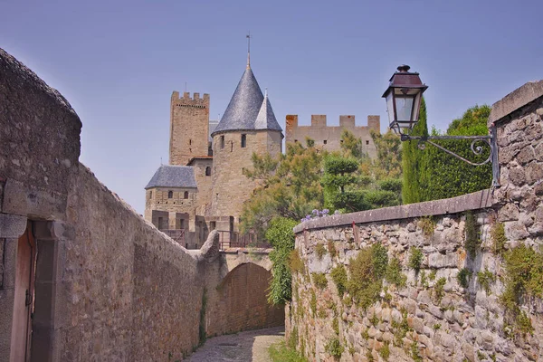 Details van de ommuurde stad Carcassonne — Stockfoto