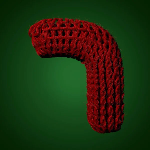 3d Knitted letter of Hebrew alphabet. Cute handmade font. 3d rendering type. Christmas warm letters.