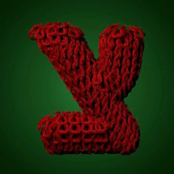 3d Knitted letter of Hebrew alphabet. Cute handmade font. 3d rendering type. Christmas warm letters.