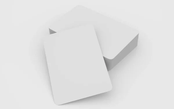 Αναπαραγωγή τράπουλα mockup τράπουλα παιχνιδιού που απομονώνονται σε λευκό τραπέζι 3D απόδοση εικονογράφηση — Φωτογραφία Αρχείου