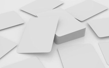 Oyun kartları maketi beyaz masa 3D görüntüleme iskambil kağıtları izole