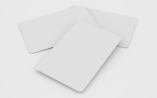 Spielkarten-Attrappe von Spielkarten isoliert in weißer Tabelle 3D-Darstellung — Stockfoto