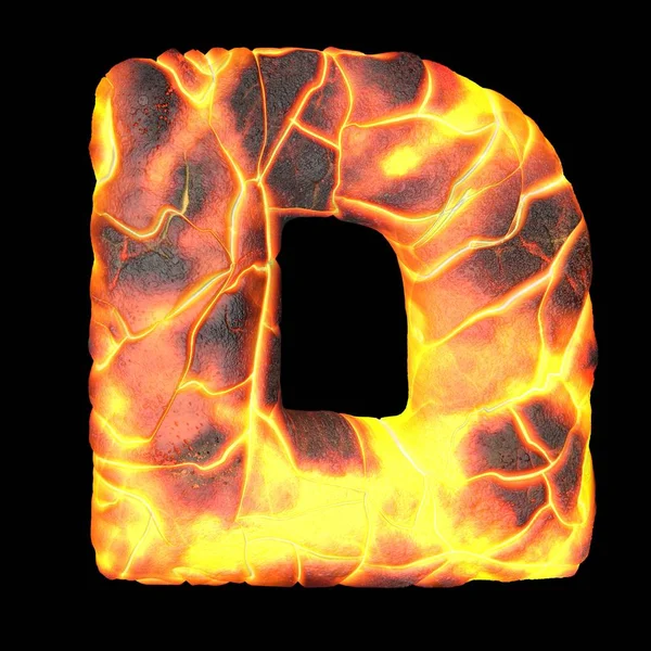 Vulkanisch Hebreeuws alfabet en nummer 3d weergave van vulkanisch lettertype met lava geïsoleerd op zwarte achtergrond. Halloween concept. 3d illustratie — Stockfoto