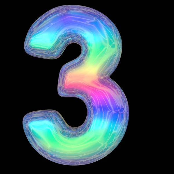 3D-Rendering bunt glänzend flüssig 3d volumetrische Buchstaben auf schwarz. Blasenformen Neonfarben hell glänzend Schriftzug Regenbogen Farbverlauf hebräische Buchstaben 3d Illustration — Stockfoto