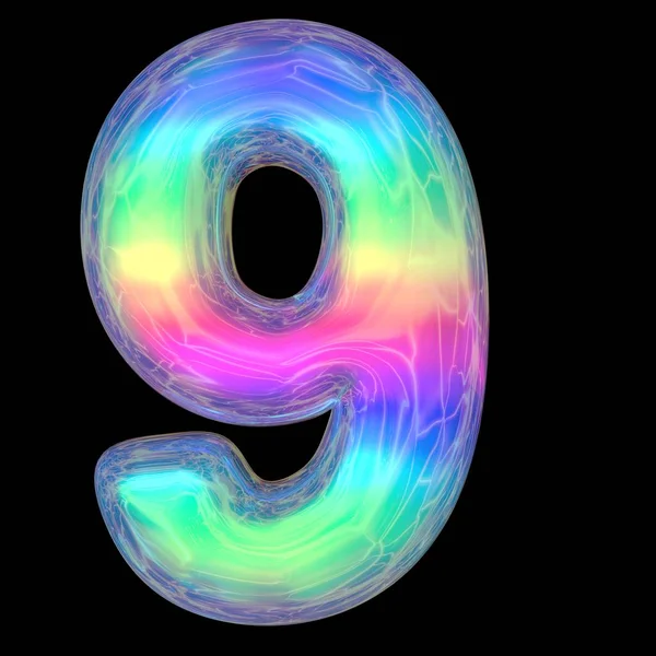 3D renkli parlak sıvı 3D hacimli harfleri siyaha çeviriyor. Kabarcık neon renklerini parlak parlak harfleri gökkuşağı gradyan İbranice harfleri 3d illüstrasyon — Stok fotoğraf