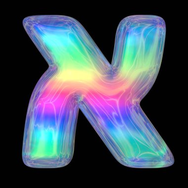 3D renkli parlak sıvı 3D hacimli harfleri siyaha çeviriyor. Kabarcık neon renklerini parlak parlak harfleri gökkuşağı gradyan İbranice harfleri 3d illüstrasyon