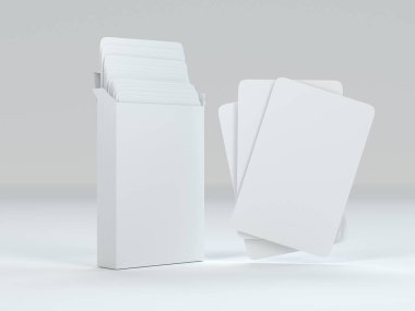 Oyun kartları maketi beyaz masa 3D görüntüleme iskambil kağıtları izole