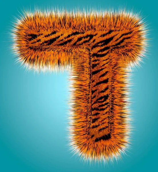 Tigris héber ábécé és szám 3D renderelés vicces szőrme betűtípus elszigetelt kék háttérrel. Halloween koncepció. 3d illusztráció — Stock Fotó