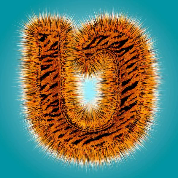 Tiger hebräisches Alphabet und Zahl 3D-Darstellung lustiger Fellschrift isoliert auf blauem Hintergrund. Halloween-Konzept. 3D-Illustration — Stockfoto