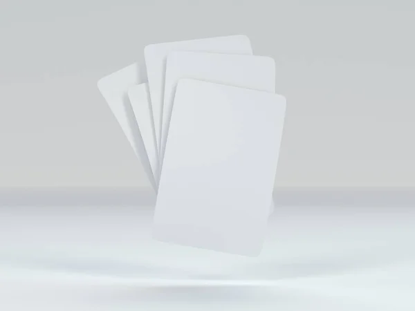 Pelikortit mockup kannella pelikortteja eristetty valkoinen pöytä 3D renderöinti kuva — kuvapankkivalokuva