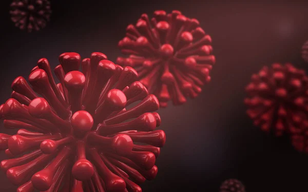 Coronavirus 2019-nCov China Krankheitserreger Atemwegsgrippe Ausbruch 3d Darstellung. Mikroskopische Viruszellen. — Stockfoto