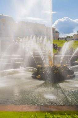 Peterhof pınarlarına yaz aylarında ünlü Park