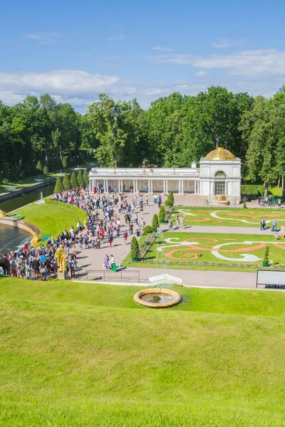 The famous Park of fountains in Peterhof in the summer — Stock Photo, Image