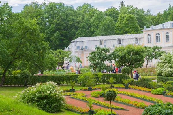 Il famoso Parco delle fontane a Peterhof in estate — Foto Stock