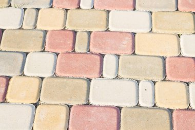 Kaldırım döşeme renkli tuğla şeklinde