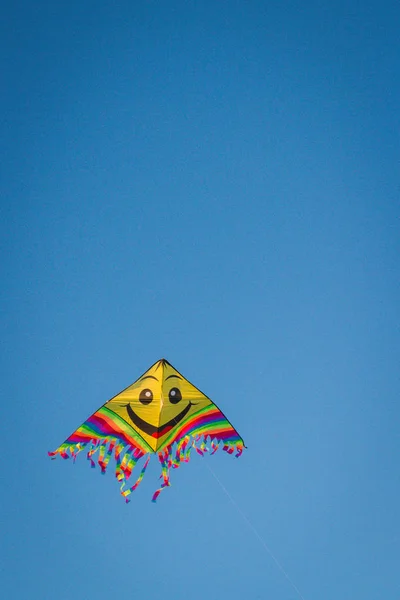 Divertente e luminoso aquilone nel cielo blu — Foto Stock