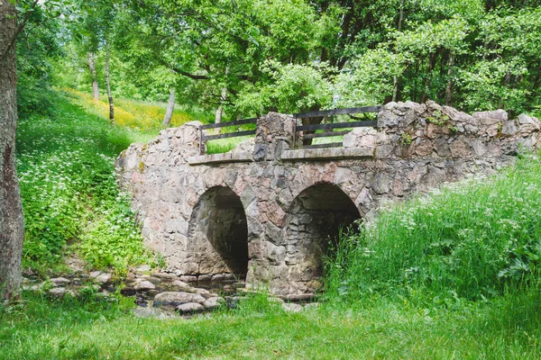 Gammal stenbro i sommaren park — Stockfoto