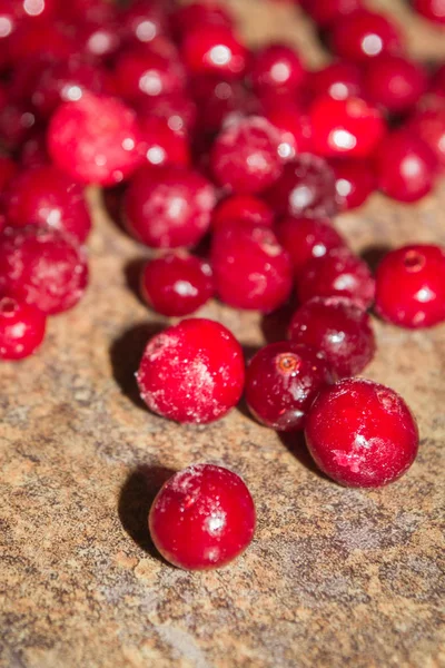 Arándanos Rojos Congelados Fríos Sobre Mesa — Foto de Stock