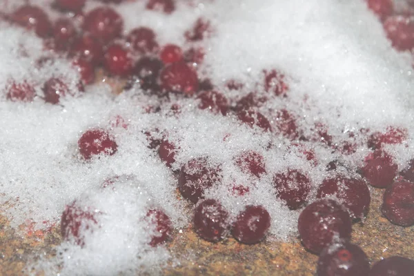 Cold Frozen Red Berry Cranberries Table — Stock Photo, Image