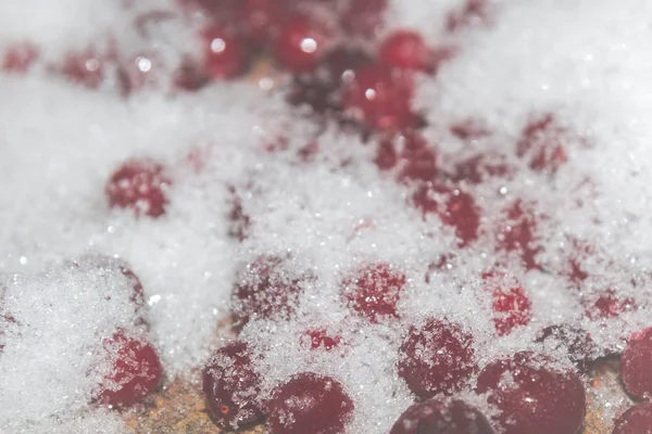 Cold Frozen Red Berry Cranberries Table — Stock Photo, Image