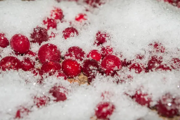 Canneberges Rouges Congelées Froid Sur Table — Photo