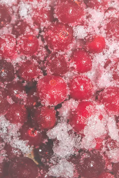 Hideg Fagyasztott Piros Bogyó Áfonya Asztalon — Stock Fotó