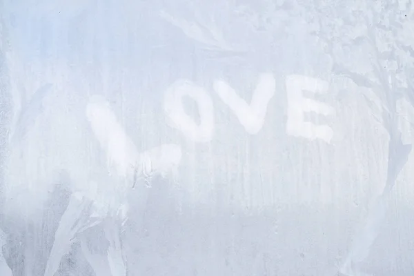 사랑 하는 비문 wint 겨울 패턴에 고정된 창에 — 스톡 사진