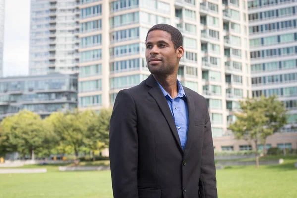 Modern African American business man in suits, looking sharp and — Stock Photo, Image