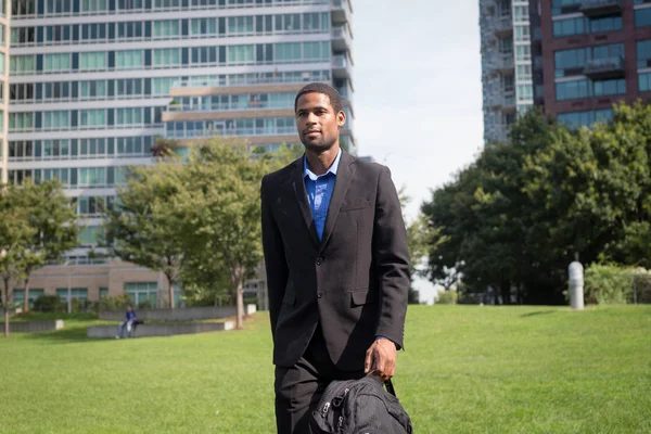 Modern African American business man in suits, looking sharp and — Stock Photo, Image