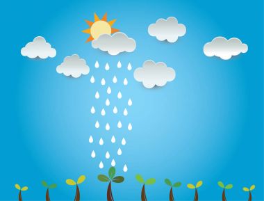 arka plan üzerinde büyüme ağaç bulut yağmur