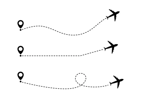 Satz von Flugzeuglinie Bahn Reisevektor — Stockvektor