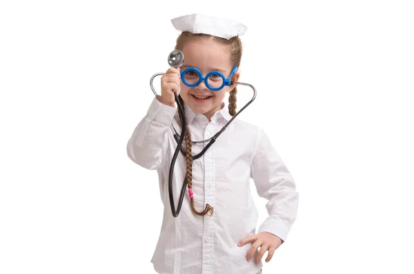 Little girl in nurse costume. Royalty Free Stock Photos