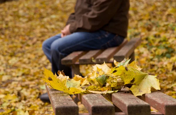 parkta bir bankta oturan yaşlı adam