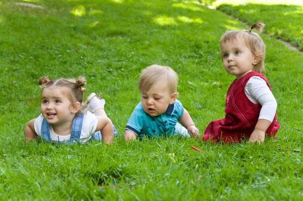 Grupo de crianças pequenas passar tempo na natureza . — Fotografia de Stock