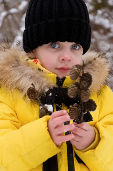 Menina brincando na neve no inverno . — Fotografia de Stock