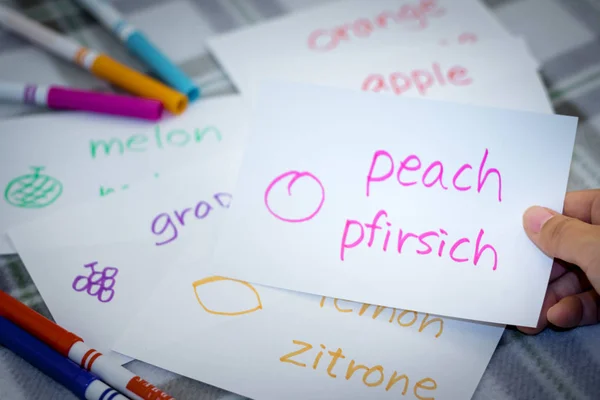 German; Learning New Language with Fruits Name Flash Cards