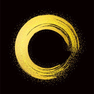siyah üzerine altın yuvarlak çerçeve vuruşları