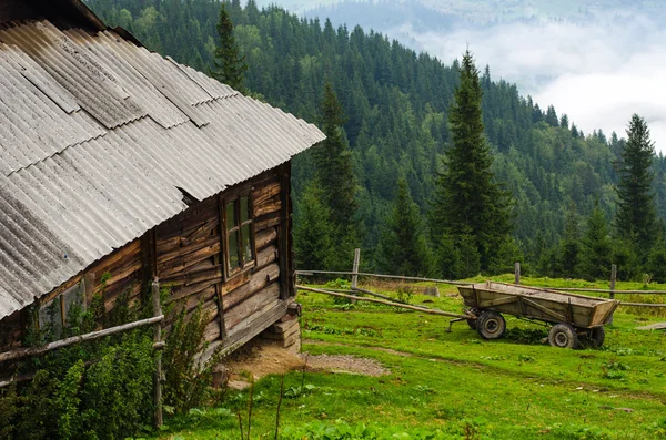 Nature wooden houses in a Carpathian mountains.